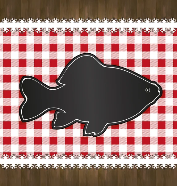 래스터 칠판 메뉴 식탁보 레이스 물고기 — 스톡 사진