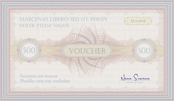 vector voucher pink blue guilloche certificate