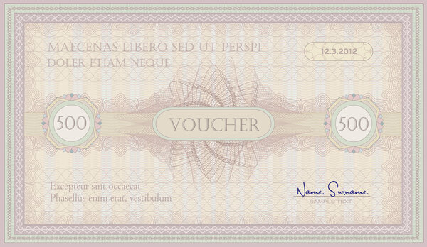 vector voucher pink green guilloche certificate