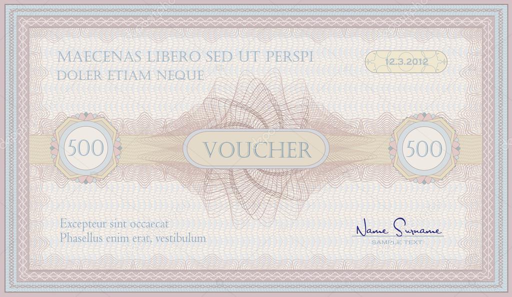 vector voucher pink blue guilloche certificate
