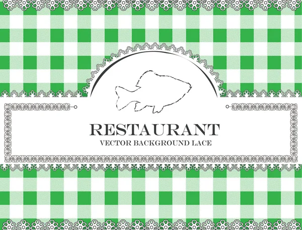 Fish blackboard lace menu restaurant ,cloth pattern vector — Stock Vector