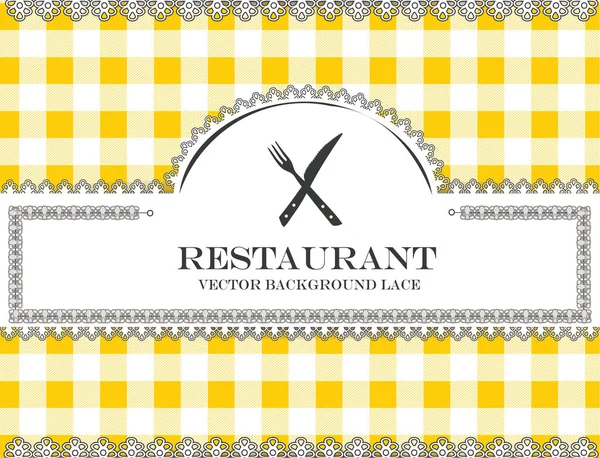 Besteck Tafel Spitzenmenü Restaurant, Stoffmustervektor — Stockvektor