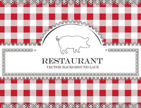 Pig blackboard lace menu restaurant ,cloth pattern vector — Stock Vector