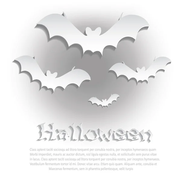 Halloween morcego branco papel de vetor 3d — Vetor de Stock