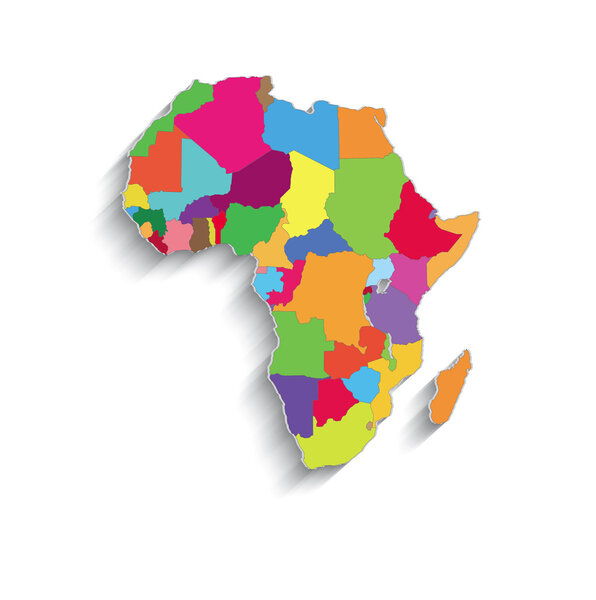Raster Africa political colors map paper 3D individual states puzzle
