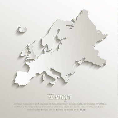 Vector Europe map card paper 3D natural
