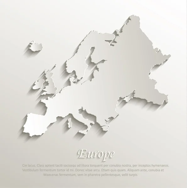 Vector Europe map card paper 3D natural — Stock Vector