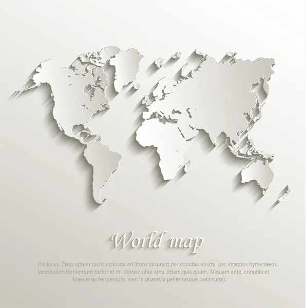 Vector World mapa tarjeta de papel 3D naturaleza — Vector de stock