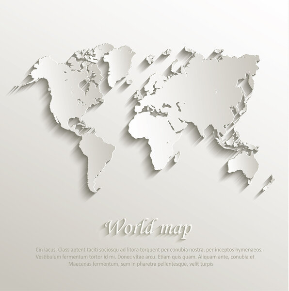 Vector World map card paper 3D nature