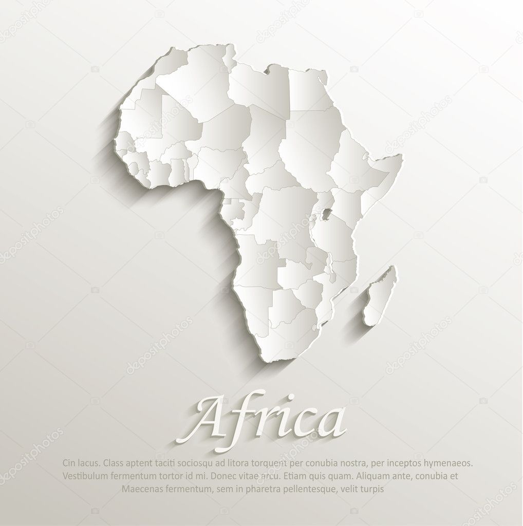 Vector Africa political natural map paper 3D individual states puzzle