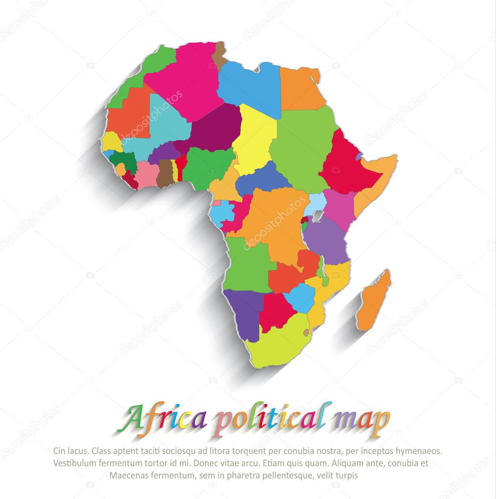 Vector Africa political colors map paper 3D individual states puzzle