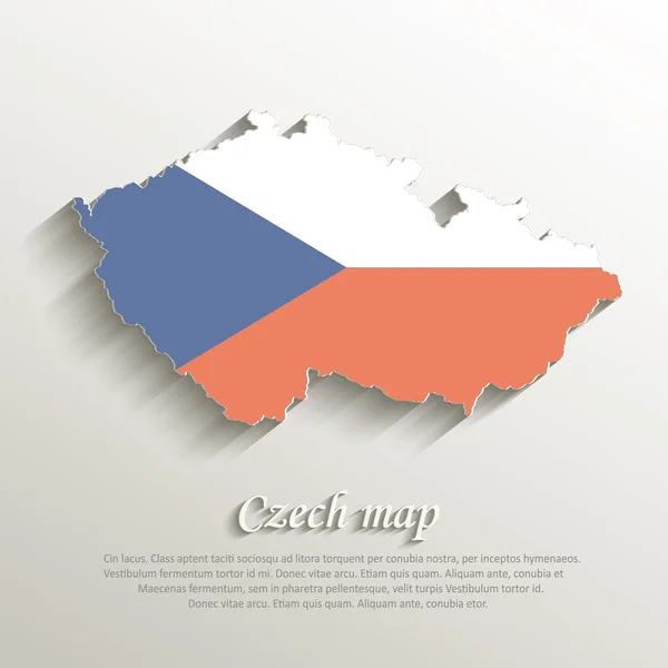 Vector Czech mapa vintage cor bandeira papel 3D — Vetor de Stock