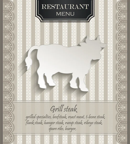 Vektorové menu restaurace krajky přírodní papírové 3d kráva — Stockový vektor