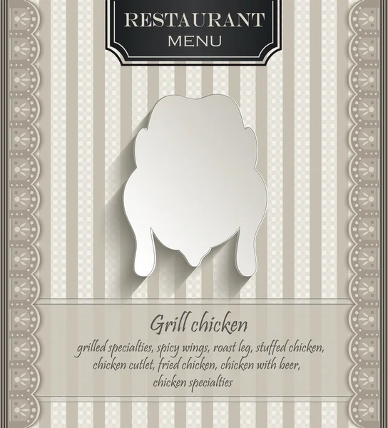 Vektor meny restaurang spetsar naturliga papper 3d kyckling — Stock vektor