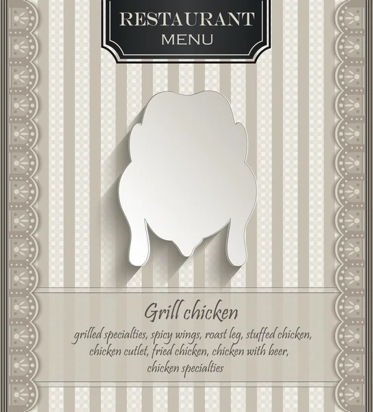 Vector Menu restaurante rendas papel natural 3D frango — Vetor de Stock