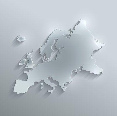 raster Avrupa harita cam kartı 3d kağıt