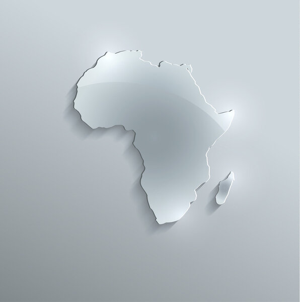 Africa map glass card paper 3D raster blank