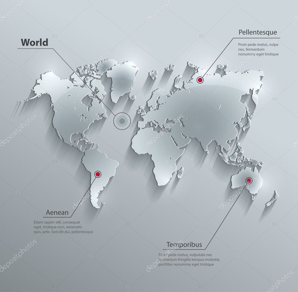 ベクトル世界地図ガラス カード紙の 3 D ストックベクター C Mondi H