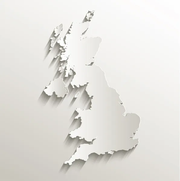 Reino Unido mapa papel cartão 3D raster natural — Fotografia de Stock