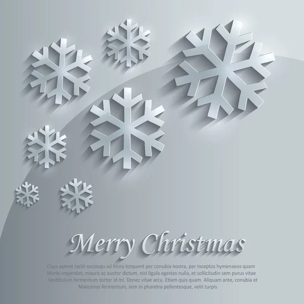 Carta di carta di vetro fiocco di neve di Natale vettore 3D — Vettoriale Stock