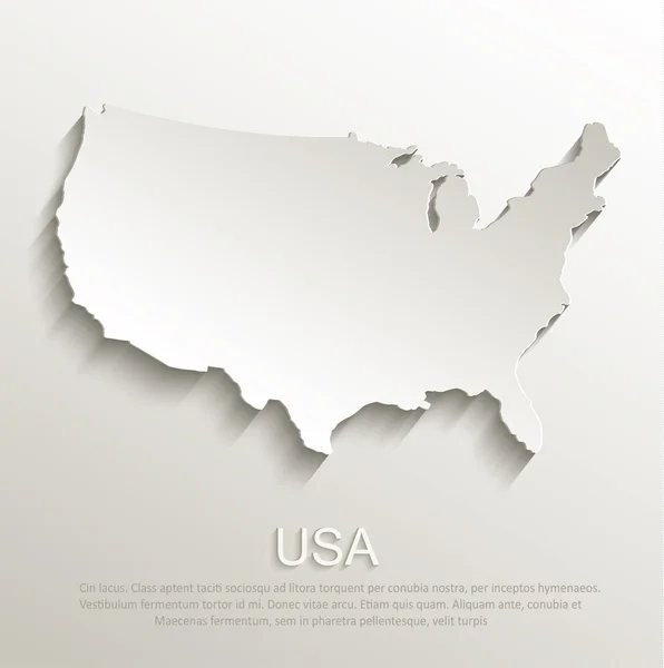 USA map card paper 3D natural vector — Stock Vector