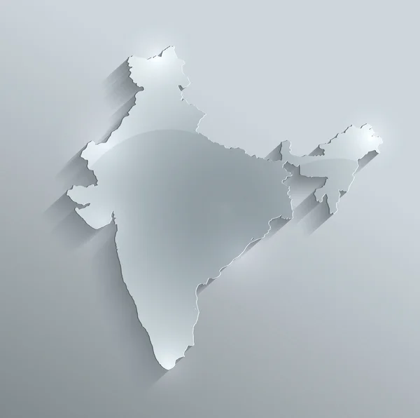 Mapa de la India papel de tarjeta de vidrio 3D raster —  Fotos de Stock