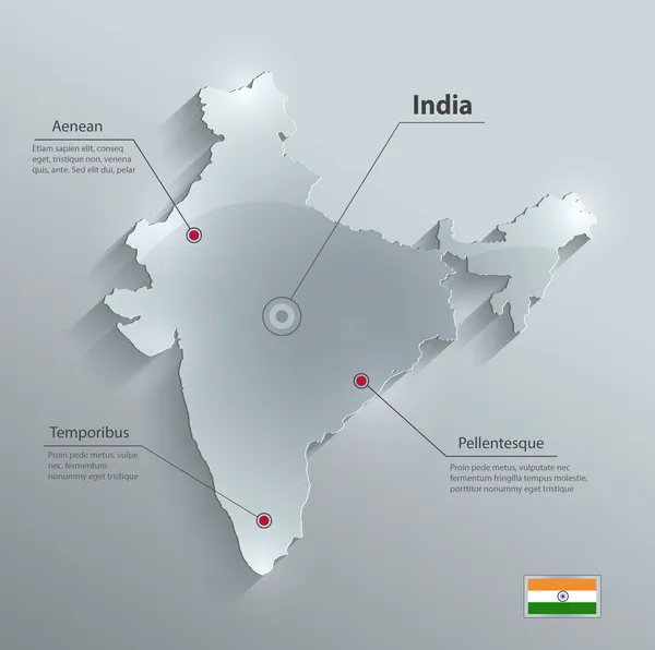 India megjelenítése üveg kártya papír 3d vector — Stock Vector