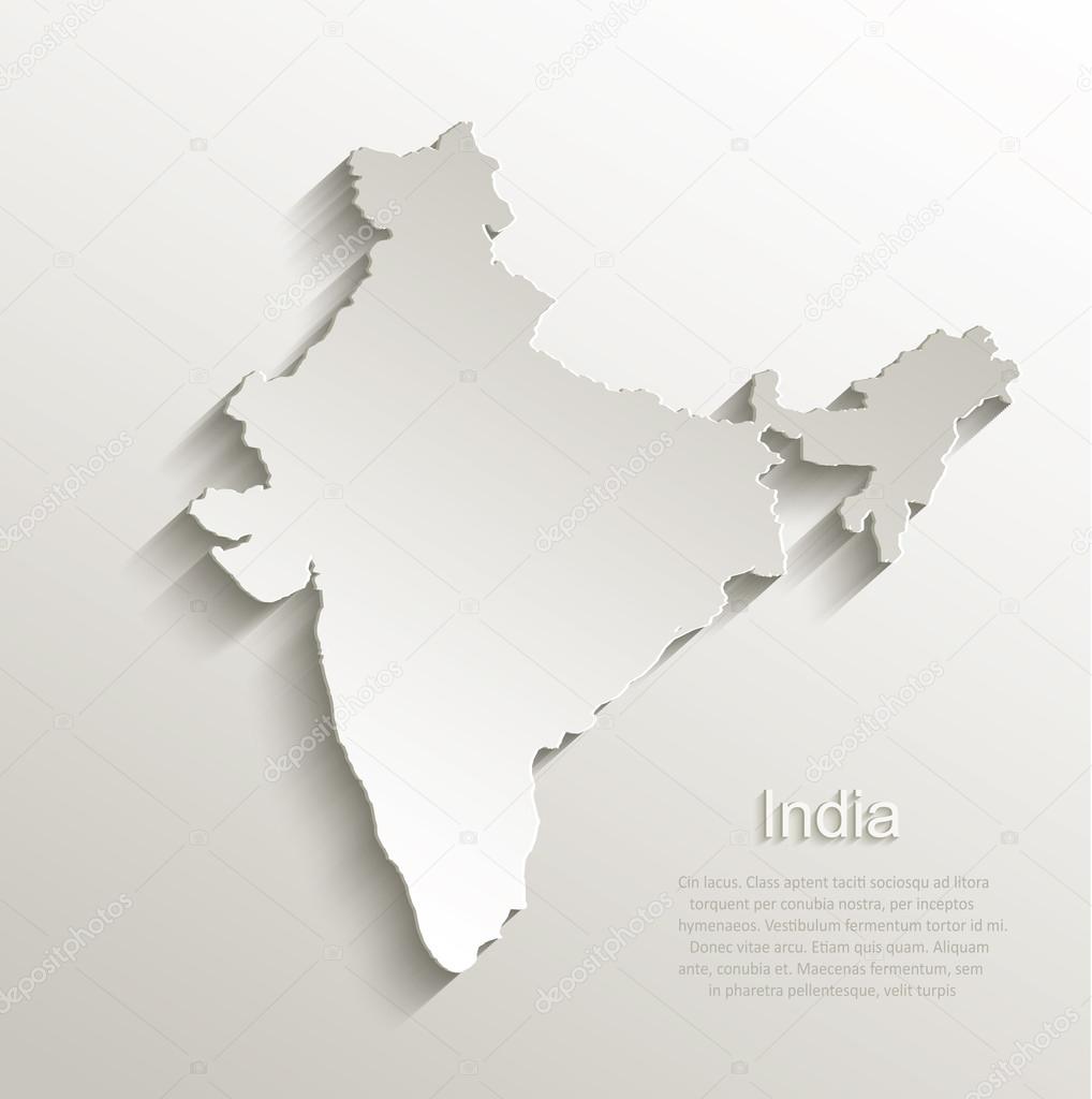 India map card paper 3D natural vector