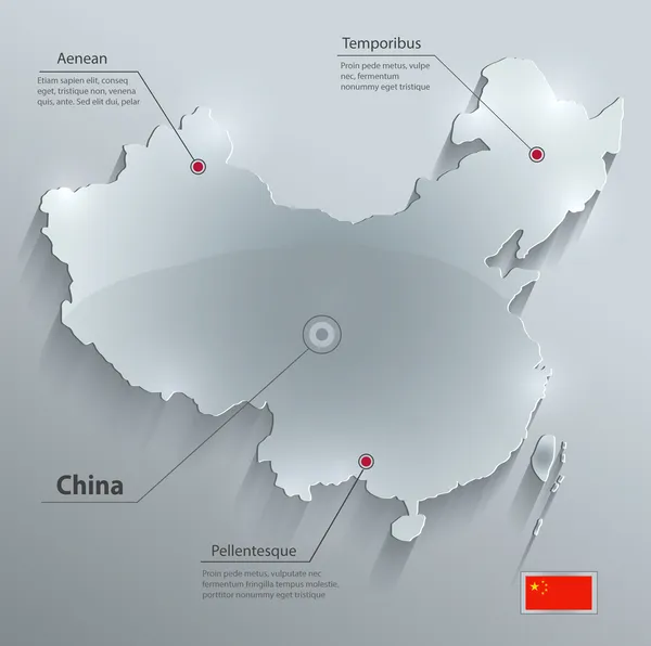 Çin Haritası cam kart kağıt 3B vektör