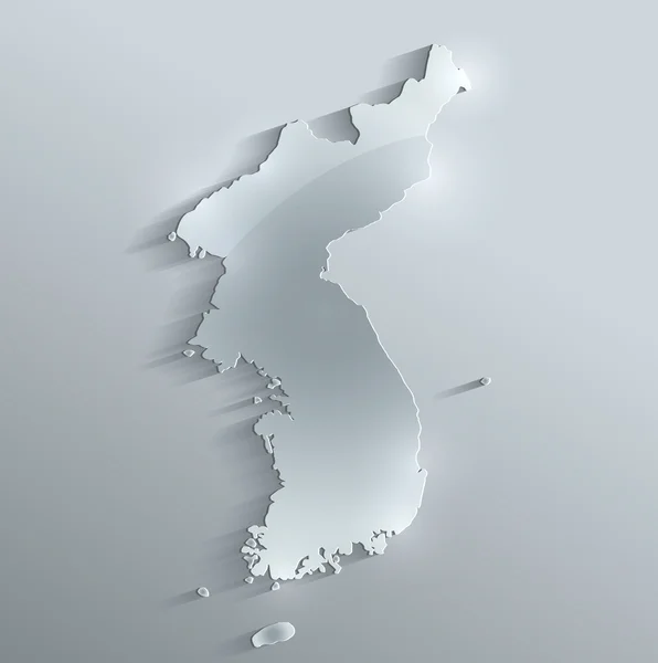 Korea karta glas kort papper 3d raster — Stockfoto