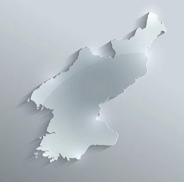 Carte en verre Corée du Nord papier 3D raster — Photo