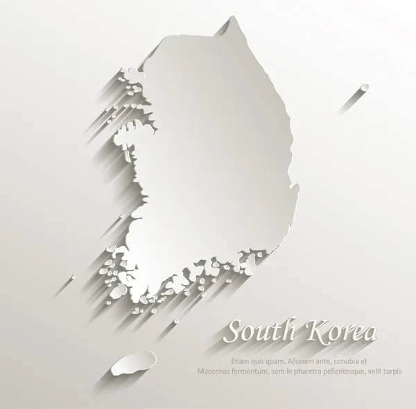 Corea del Sur mapa tarjeta de papel 3D vector natural — Archivo Imágenes Vectoriales