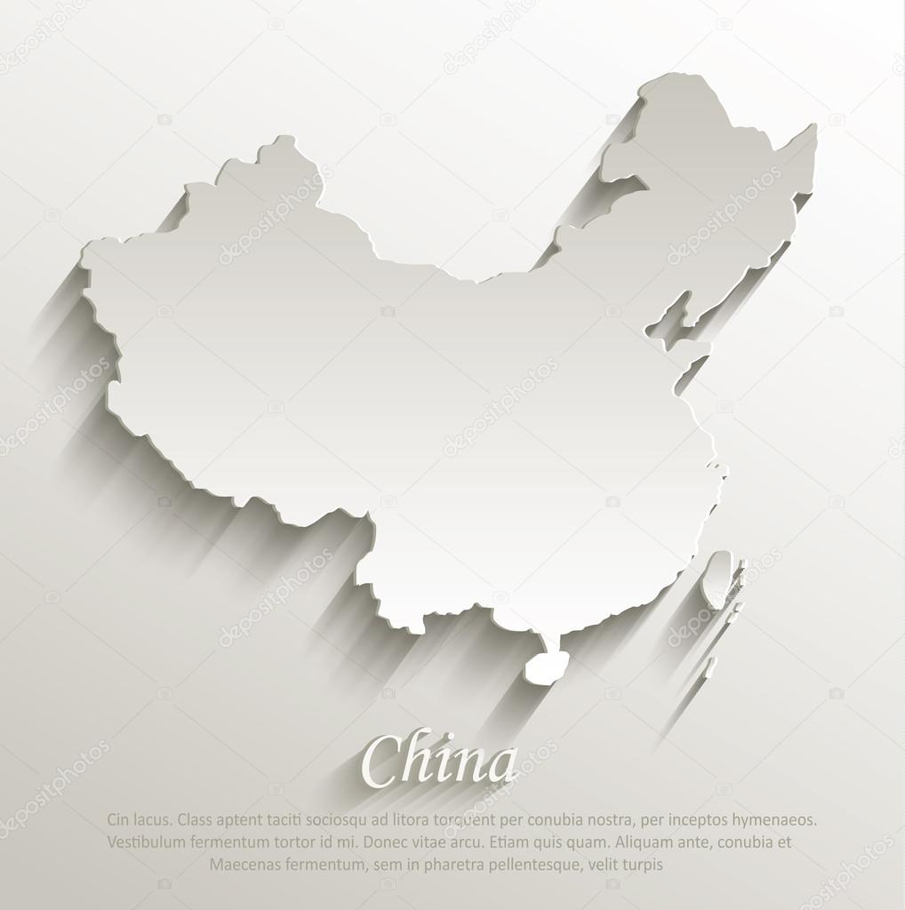 China map card paper 3D natural vector