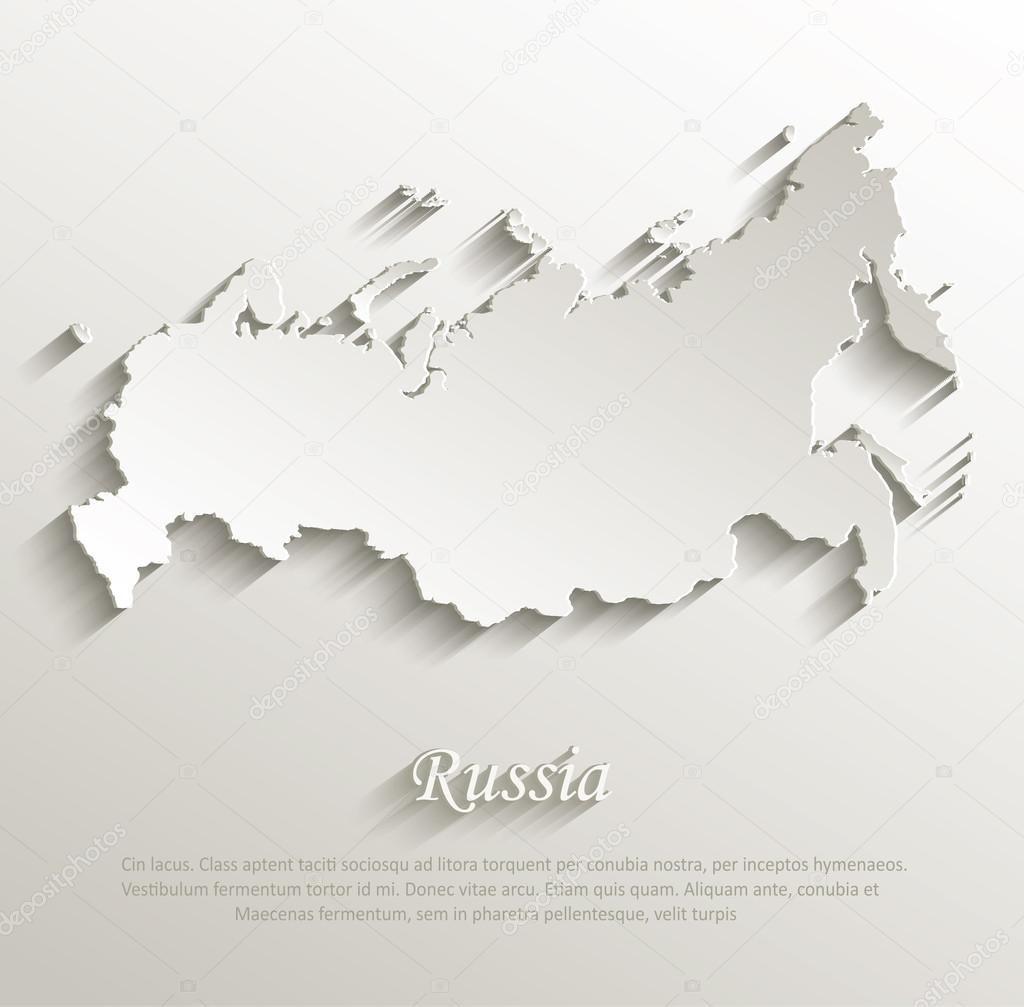 Russia map card paper 3D natural vector
