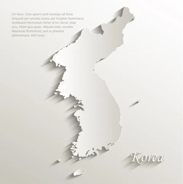 Corea mapa tarjeta de papel 3D vector natural — Vector de stock