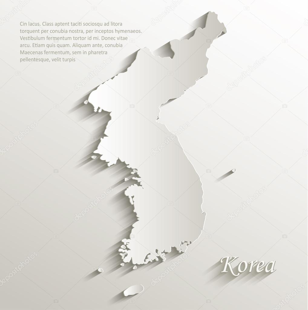 Korea map card paper 3D natural vector