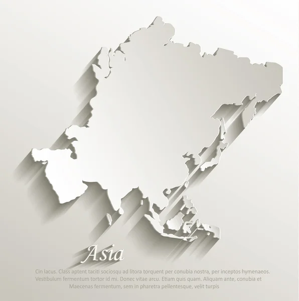 Asia mapa tarjeta de papel 3D vector natural — Vector de stock