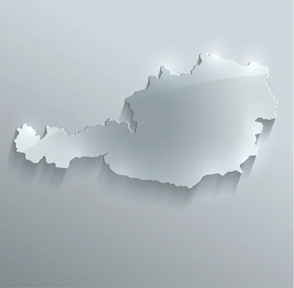 Rakousko mapa sklo kartu papír 3d rastrem — Stock fotografie