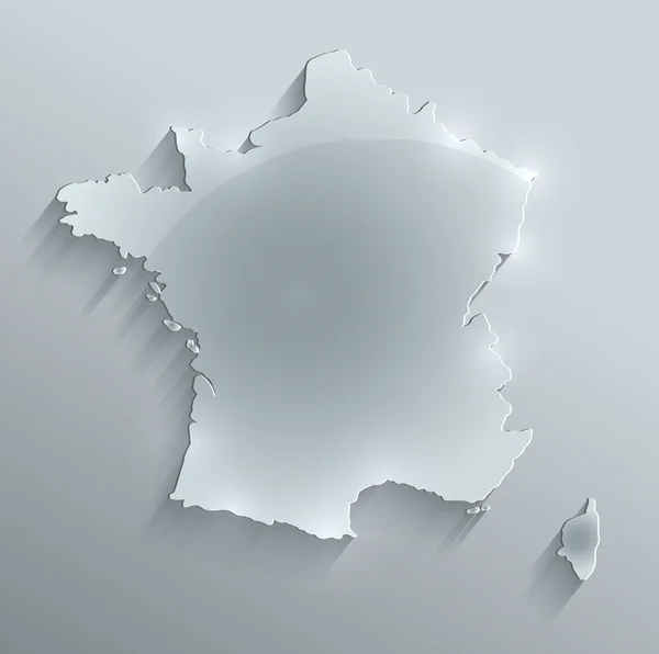 Francia mapa de papel de tarjeta de vidrio 3D raster —  Fotos de Stock