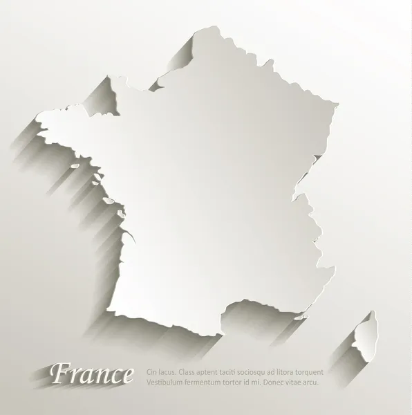 Francia mapa tarjeta de papel 3D vector natural — Archivo Imágenes Vectoriales