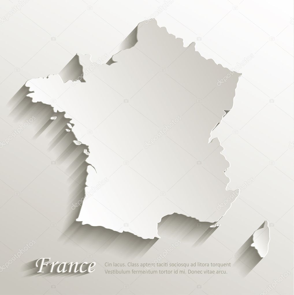 France map card paper 3D natural vector