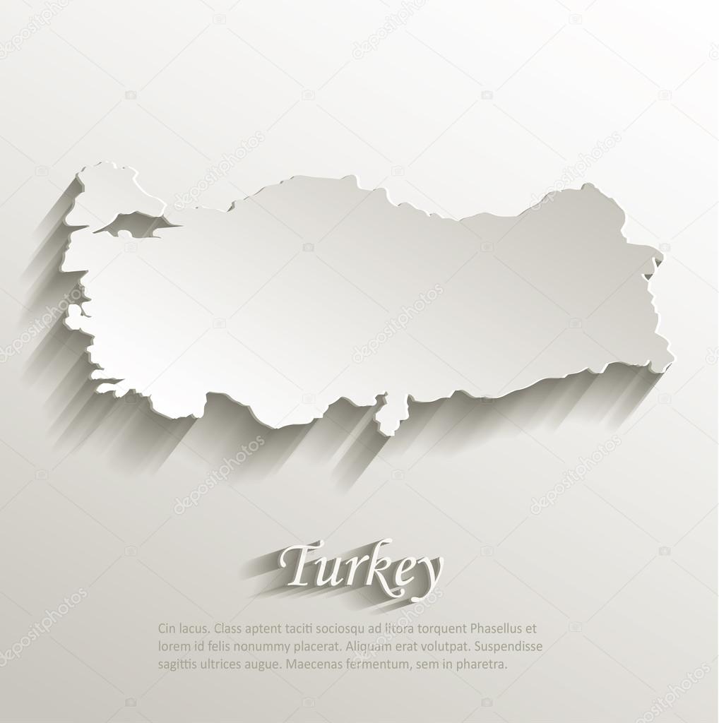 Turkey map card paper 3D natural vector