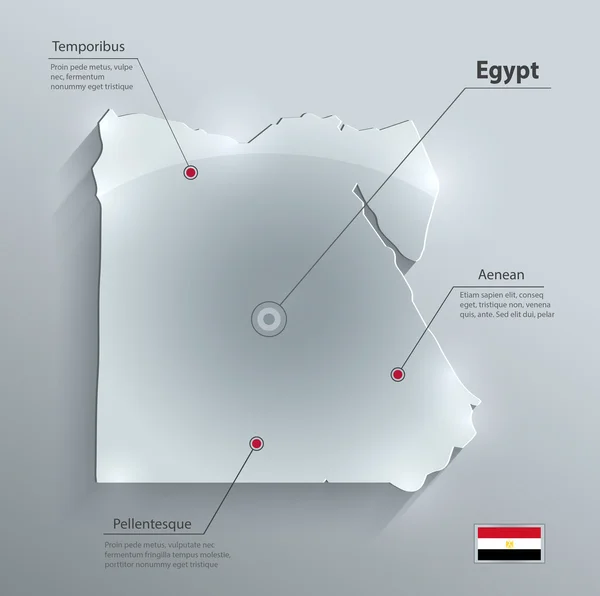 Egypte carte drapeau verre carte papier vecteur 3D — Image vectorielle