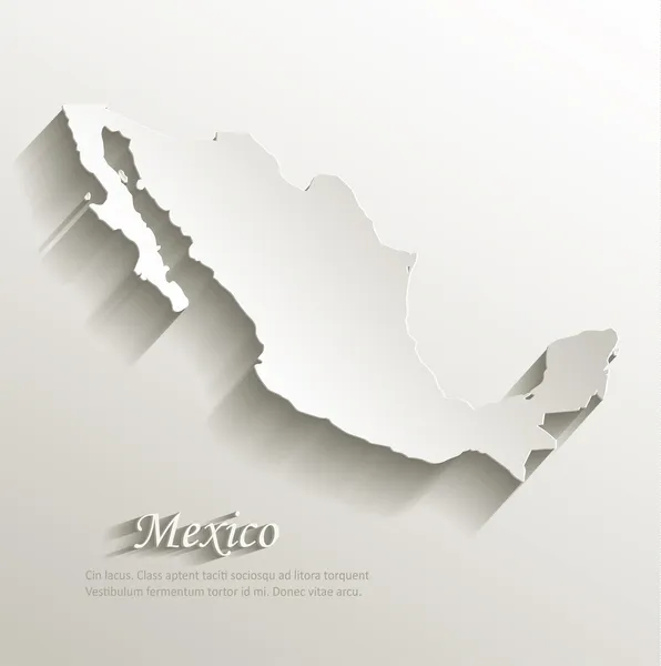 Mexico map card paper 3D natural vector — Stock Vector