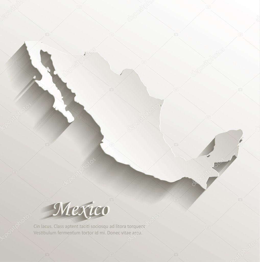 Mexico map card paper 3D natural vector
