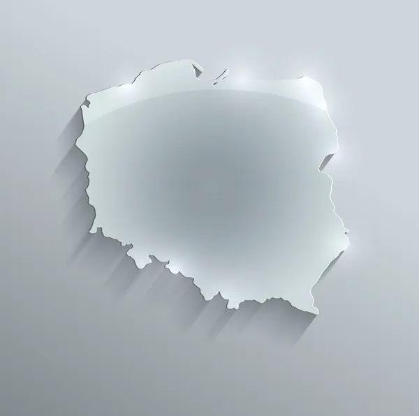 Polonia mapa de papel de tarjeta de vidrio 3D raster —  Fotos de Stock