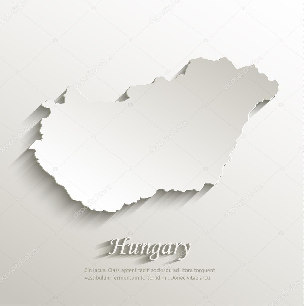 Hungary map card paper 3D natural vector