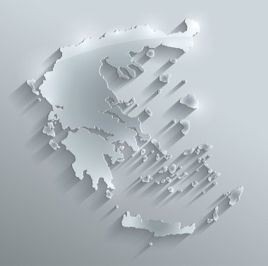 Yunanistan Haritası cam kart kağıt 3d tarama