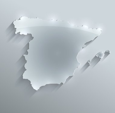 İspanya harita cam kart kağıt 3d raster boş