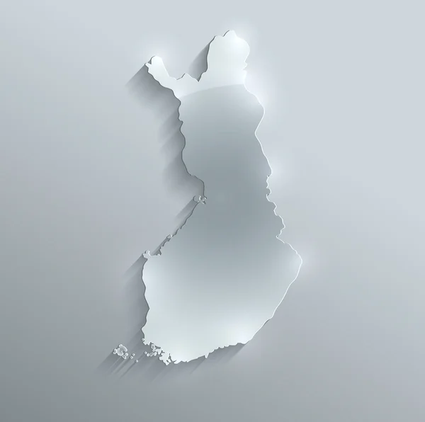 Finlandia mapa de papel de tarjeta de vidrio 3D raster —  Fotos de Stock